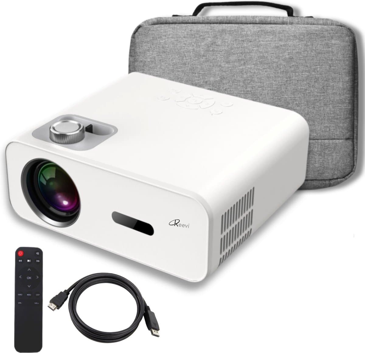 Reevi 2024 Model 4K Support - Mini beamer - Streamen vanaf je smartphone IOS&Android - 11000 Lumen - Projector - Incl Hdmi kabel & 2 ingebouwde speakers — afbeelding 1