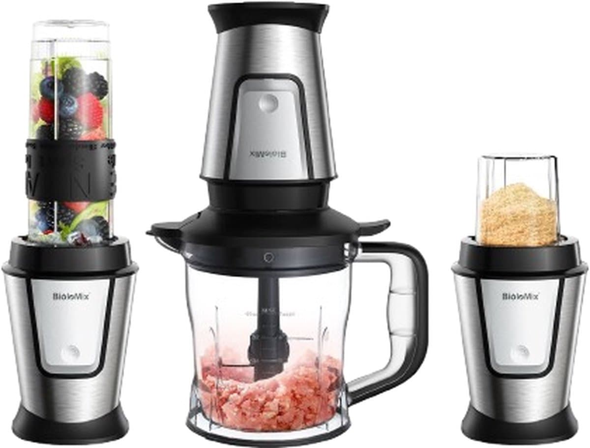 Ariqo 3-in-1 Keukenmachine - Foodprocessor - Keukenmixer - Blender - Smoothie Juicer - Draagbaar - 700W - RVS - Incl. Accessoires — afbeelding 1