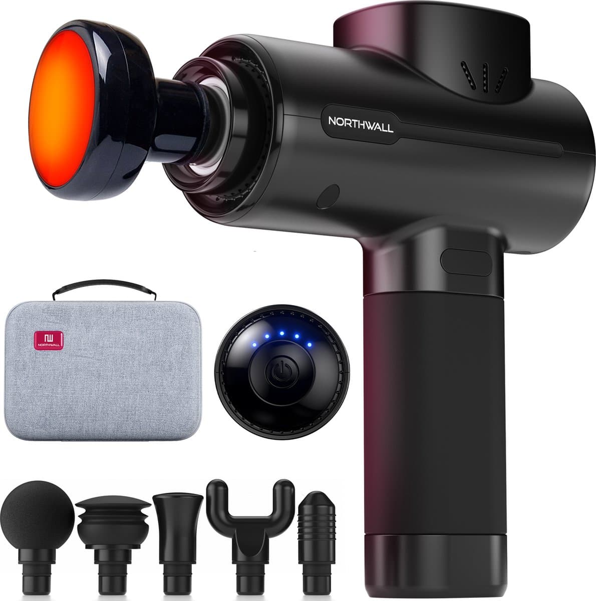 Northwall PRO - Massage Gun - Professioneel - Massage Apparaat - Massage Pistool Inclusief Koffer - 6 Opzetstukken incl. Infrarood Massagekop — afbeelding 1