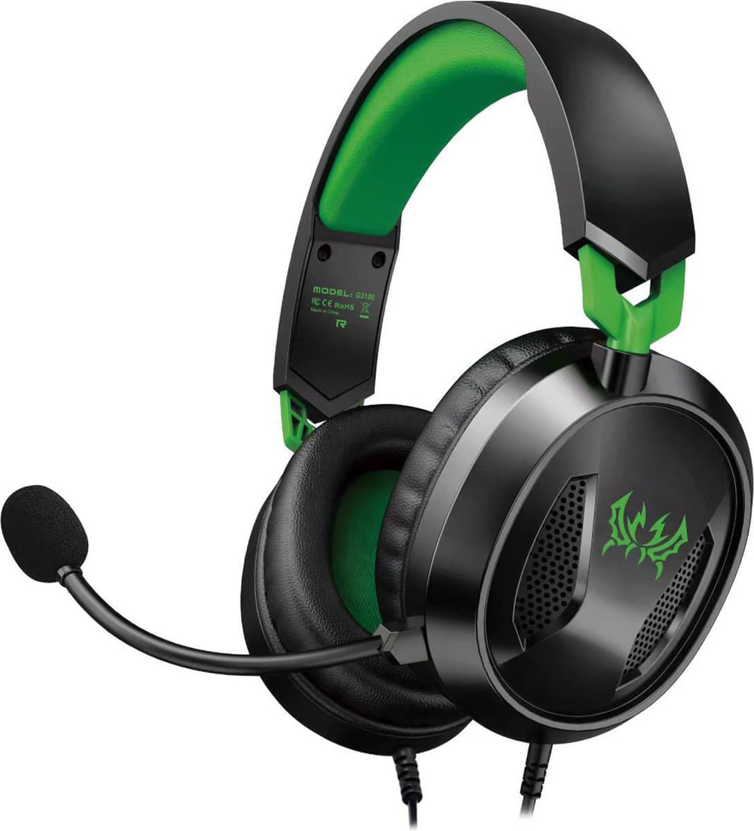 KOTION EACH G3100 Gaming Headset - Over-ear Koptelefoon met Microfoon - Geschikt voor Nintendo Switch,PS5, PS4, Xbox Series X|S, Xbox One, Mobile & PC - Zwart groen — afbeelding 1