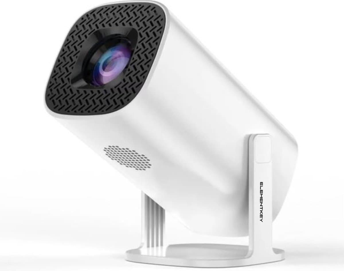 Elementkey PowerBEAM2 - Projector tot 100 inch - Multimedia HDMI - Draagbare Projector - LED - Android 11 - WiFi 6 - Youtube/Netflix Streamen- Bioscoop - Wit — afbeelding 1