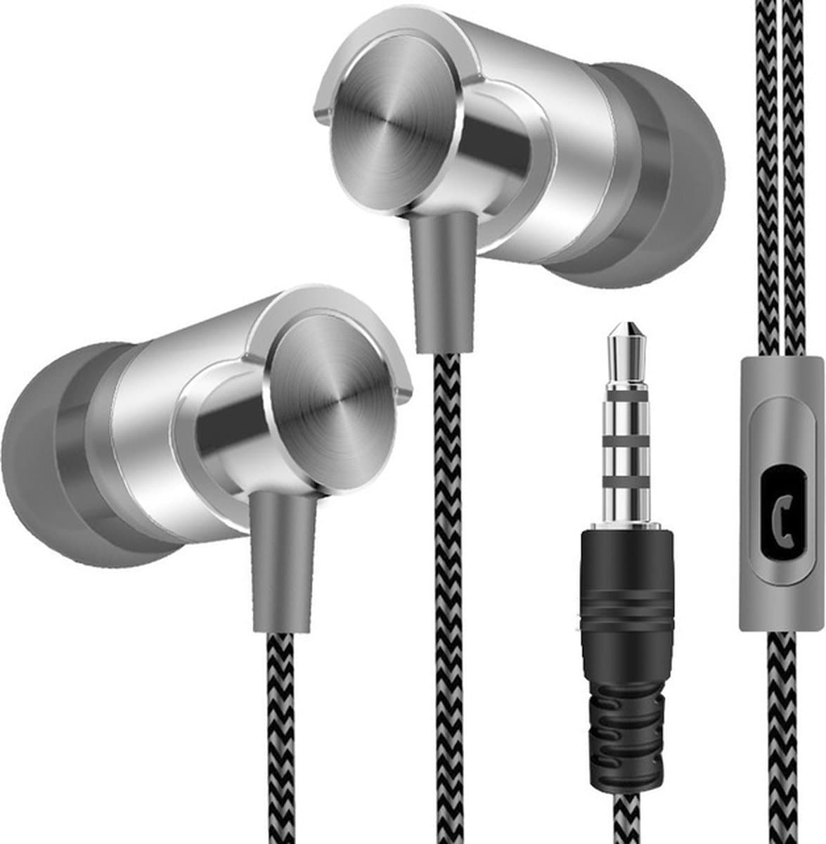 Provium - Oortjes met Draad - 3.5mm Jack AUX aansluiting - In-Ear Oordopjes met draad en microfoon - Headset - grijs — afbeelding 1
