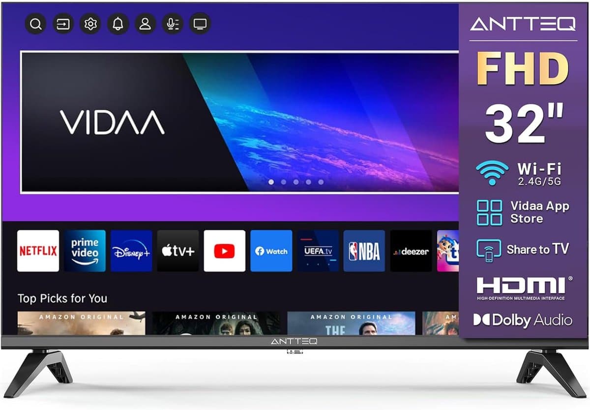 ANTTEQ L32-AVF3.N1 - Smart TV – 32 Inch (81 cm) – Full HD Smart TV met VIDAA & Triple Tuner — afbeelding 1