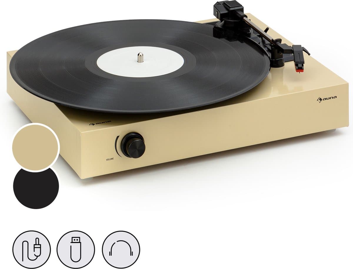 Auna Platenspeler met luidspreker - Doe-het-zelf platenspeler set - Retro - Moderne home audio platenspeler - Vinyl platenspeler - Licht taupe — afbeelding 1