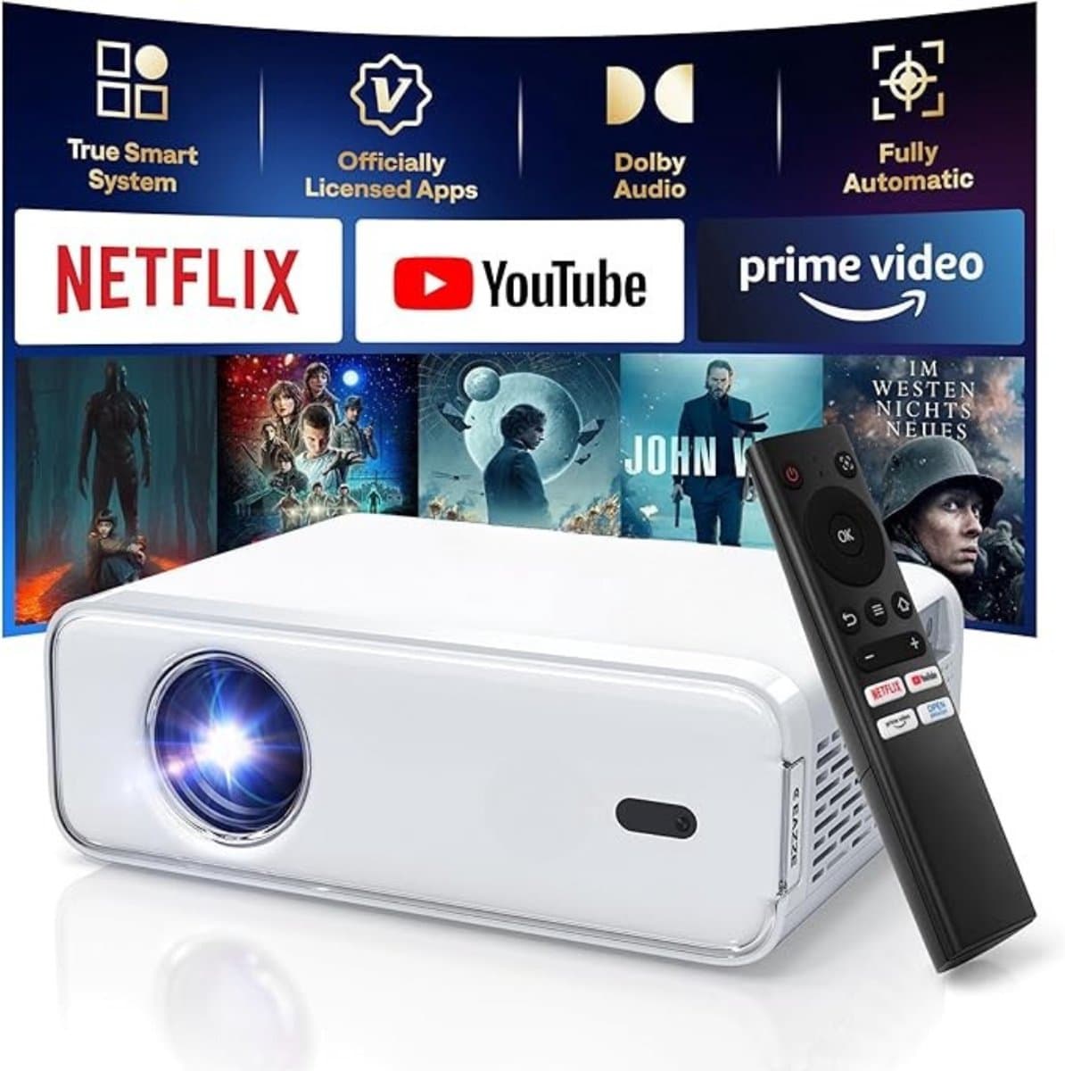 Aura® Mini beamers - Projector - Mini beamer - Wit - 18cm x 9cm x 24cm — afbeelding 1