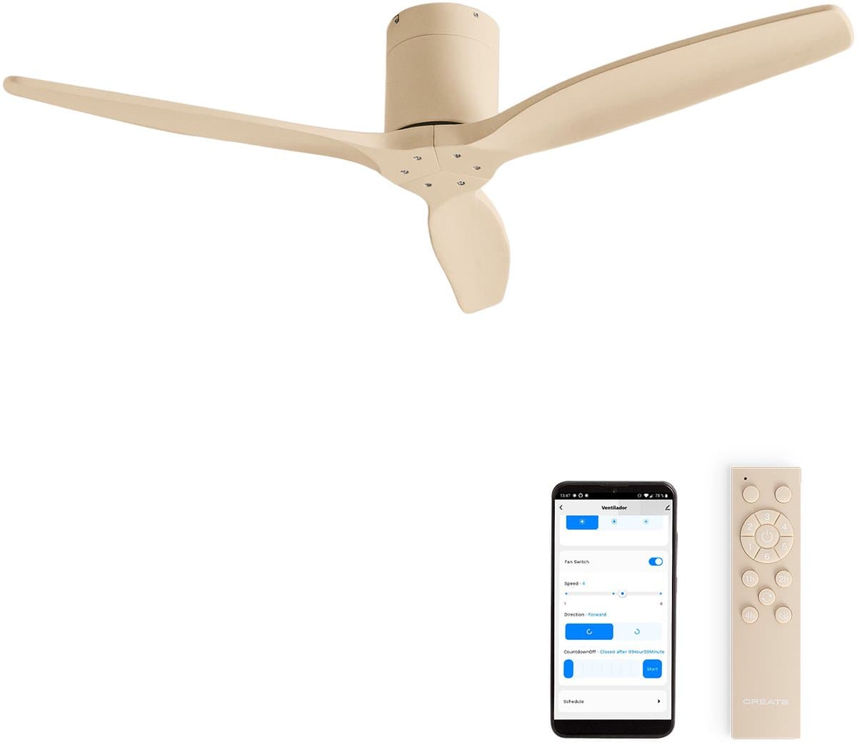 CREATE - Stille 40W plafondventilator met technische ABS bladen in verschillende maten - WIND CALM — afbeelding 1