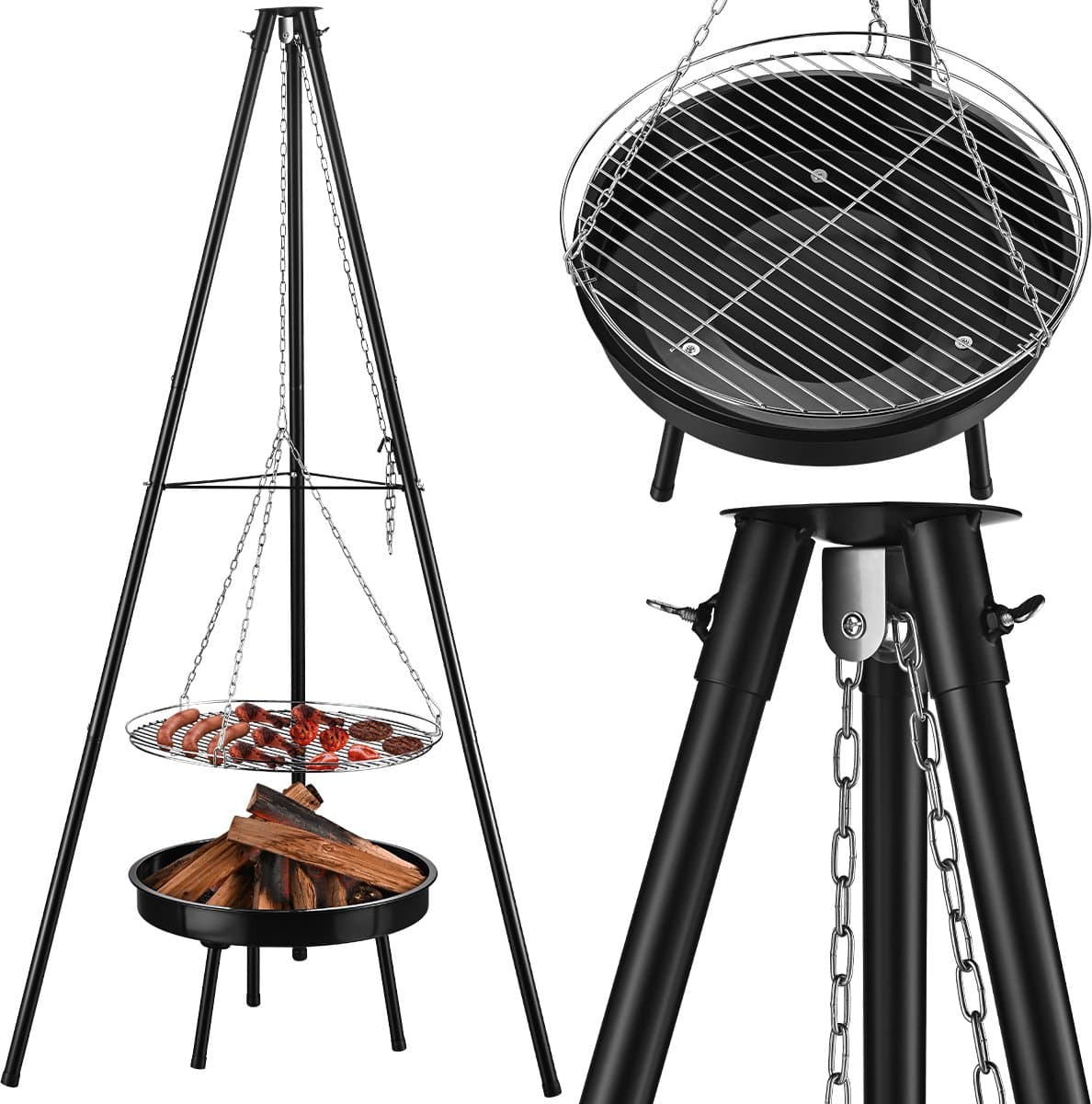 Gregman Roast 30 - Vuurschaal en Grill - Tuinhaard & Houtskool BBQ 2-in-1 met Verstelbaar Rooster - Zwart — afbeelding 1