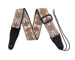 P&P® - Professionele Verstelbare Stevige Gitaarband - Guitar strap Band - Luxe Gitaarriem - Bas/Elektrische /Akoestische/ Klassieke Gitaar - Geborduurd Wit-Geel