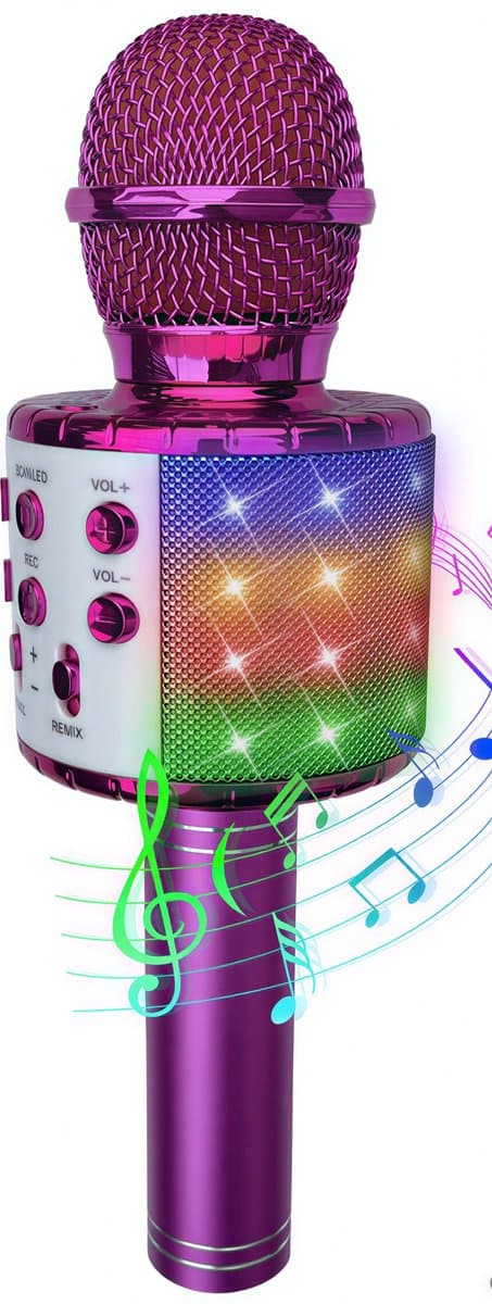PartyFunLights - Karaoke Microfoon Bluetooth - Pink - Karaoke Set - Voor Kinderen en Volwassenen - Draadloos - Echo - Met Speaker - LED Licht - Nederlandse Handleiding — afbeelding 1