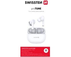 Swissten 54400100 proTUNE Earbuds – Draadloze Bluetooth Oordopjes – In-ear Headset – Oplaadcase – Wit — afbeelding 1