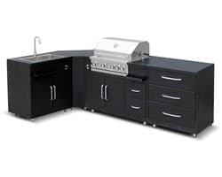 Oviala - 4-delige stalen buitenkeuken met barbecue - Memphis