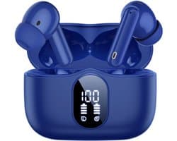 SBG Draadloze Oordopjes - Noise Cancelling - Headset - Bluetooth 5.4 - Earbuds oplaadcase - LED Display - Met Microfoon - Extra dopjes - Blauw