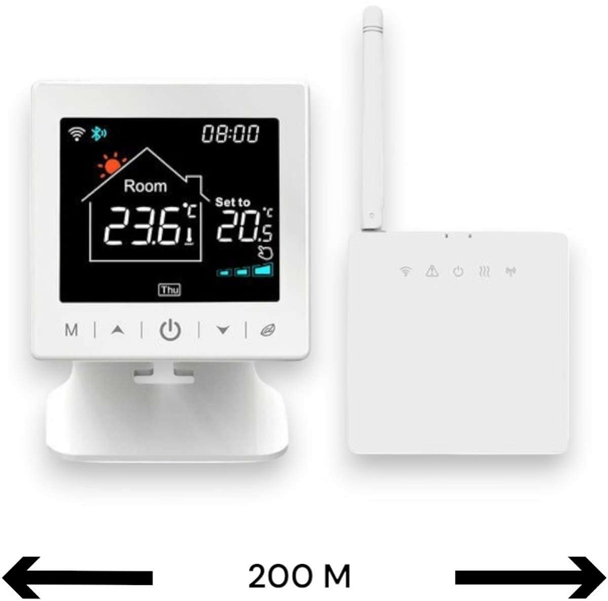 Thermostaat | Wifi | Tiptoetsbediening | Opbouw | Verwarmen | Tuya Smart Life | Zwart — afbeelding 1