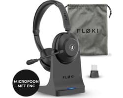 Floki® Draadloze Headset met Microfoon – Bluetooth Dual Connect – Noise Cancelling – Koptelefoon - Hoofdtelefoon