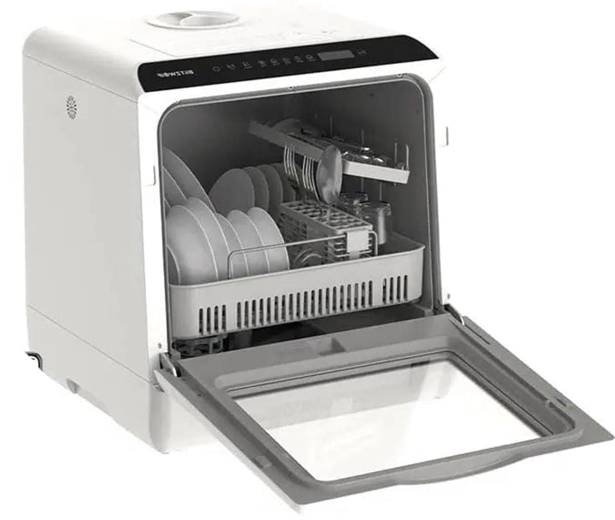 Vaatwasser - Vrijstaand - Slimme tafel-vaatwasser - Bestekmandje - voor thuiskeuken- 50Hz - 900W - 220V-240V - APP Control - Intelligent - Vaatwassermachine voor keuken - Wit — afbeelding 1