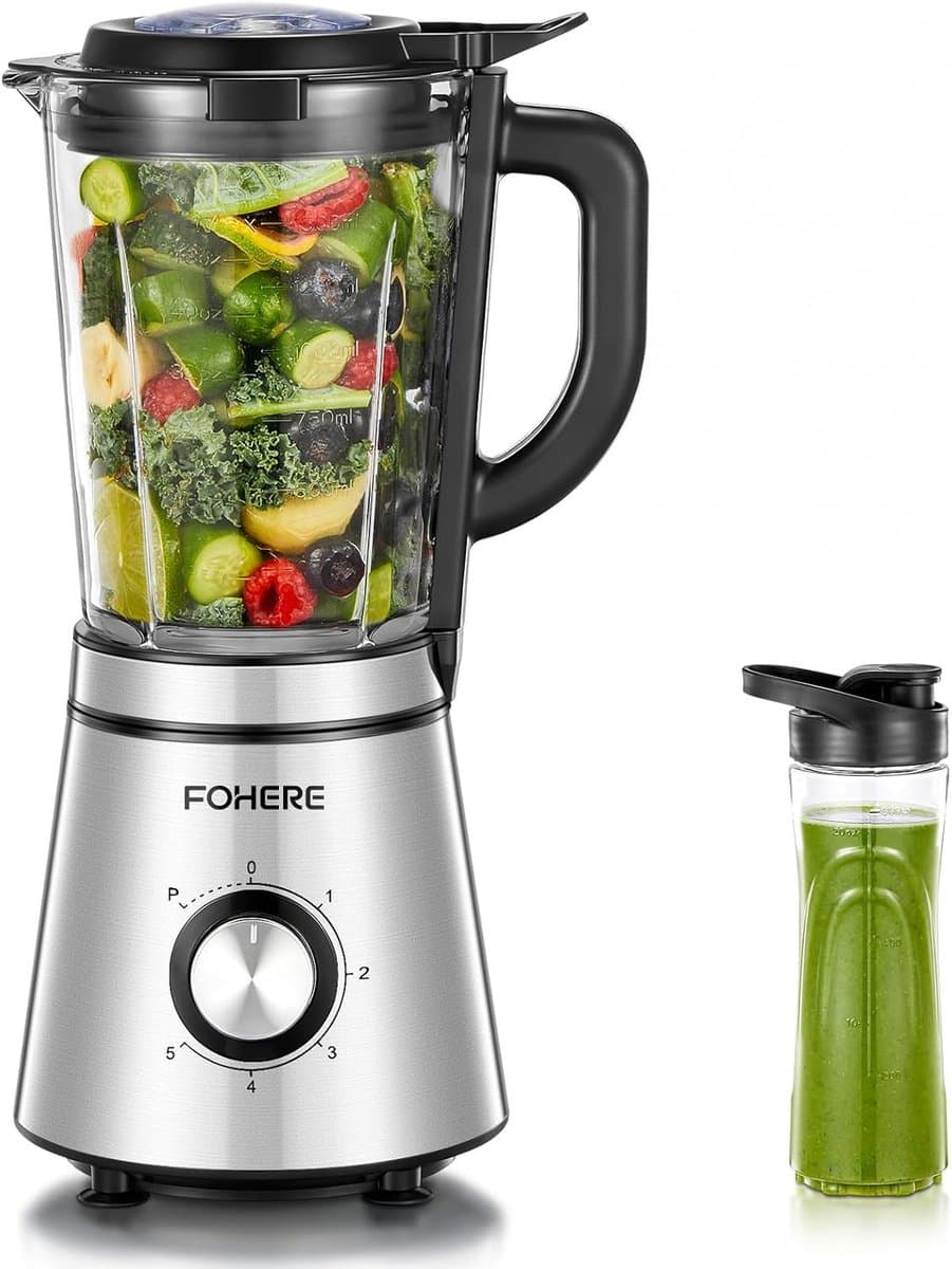 Krachtige Blender - Smoothie Maker - Snelle Maaltijden - Glazen Container - 15 Liter Capaciteit - Zilver — afbeelding 1