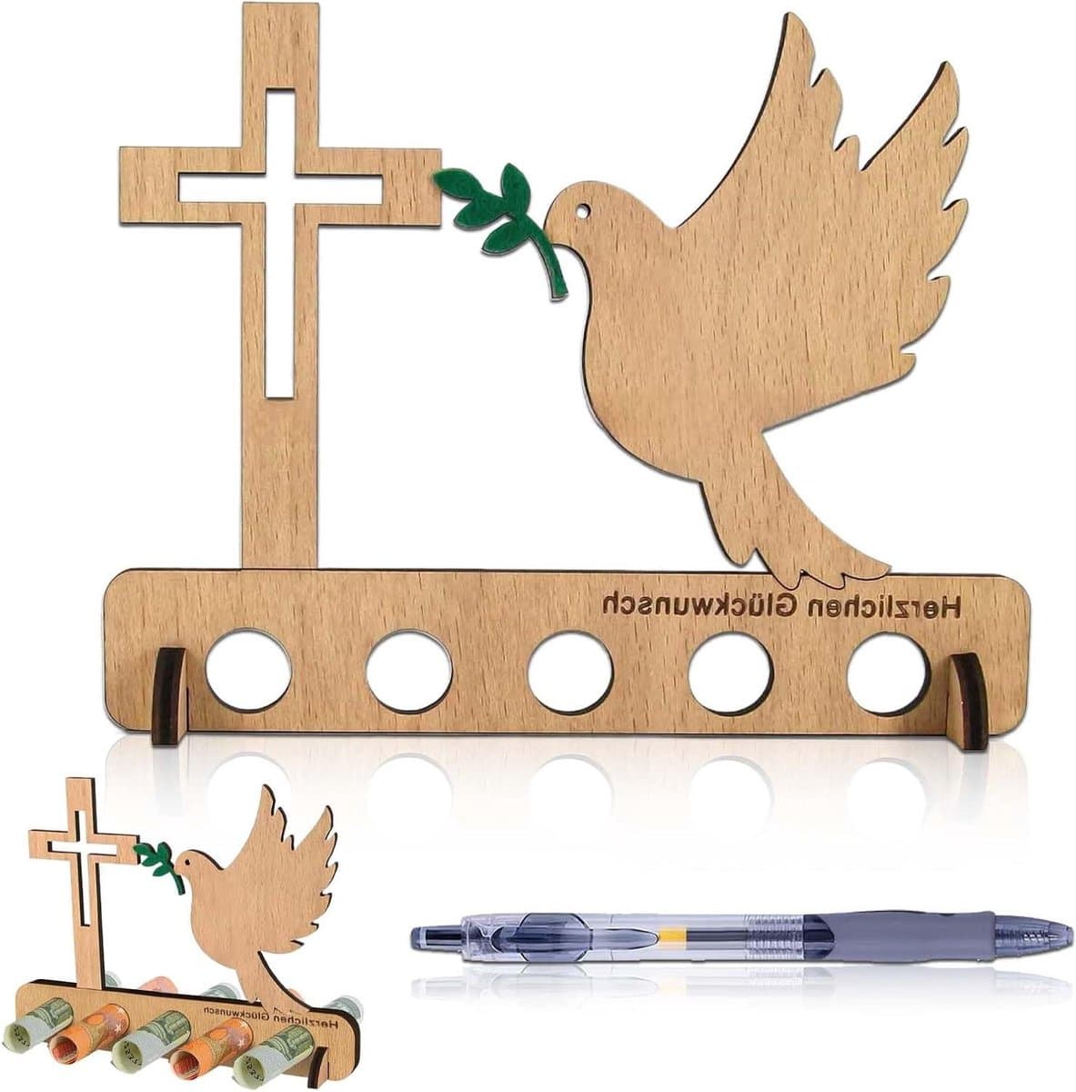 Houten Verjaardagsgeld Cadeau voor Doopfeesten - Creatieve Decoratie Vrienden en Familie — afbeelding 1