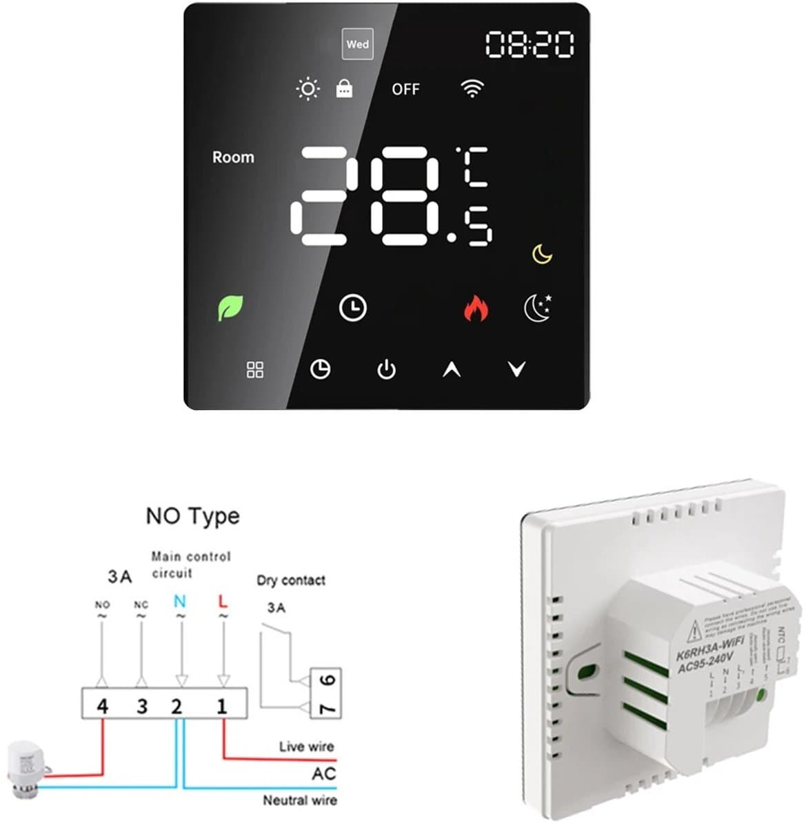 Zolara Slimme thermostaat - WiFi - Energiebesparing - Programmeerbaar - Zwart — afbeelding 1