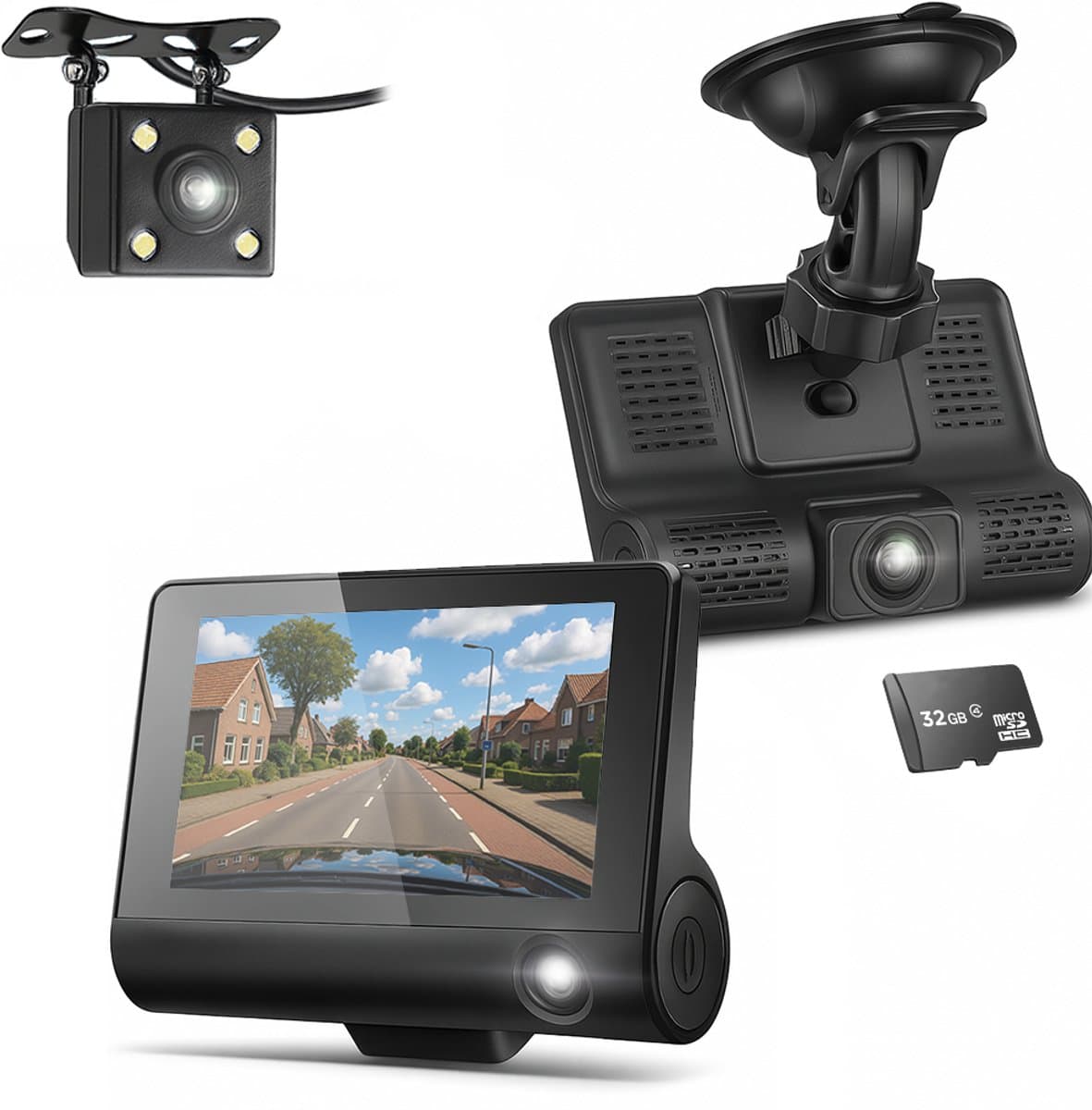 Living Needs Dashcam Auto – Voor & Achter Full HD Camera – Parkeerstand – G-sensor – Nachtvisie – 170° Groothoek – Loop Recording — afbeelding 1