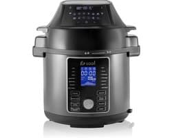 Multicooker Airfryer - 5.8L - PFAS vrij - Slowcooker met timer - Rijstkoker met stomer - Airfryer - Stomer - Snelkookpan - Saaf