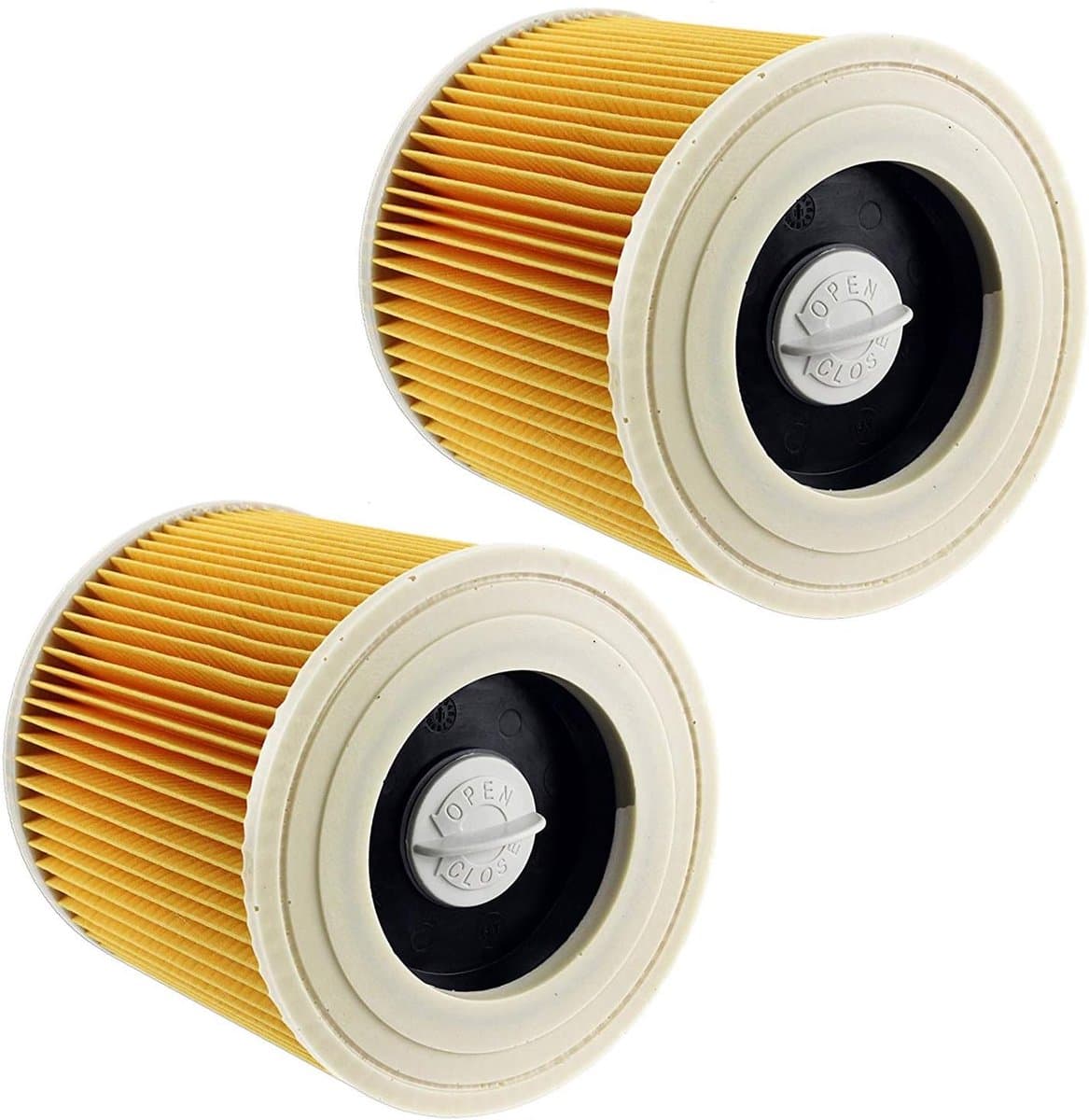 Patroonfilter - 2 Stuk - nat- en droogfilter - Geschikt voor Karcher WD3/NT18/20/38/1- Geschikt voor voor HEPA-filter WD2/MV2/3 stofzuiger filter katoen - geel — afbeelding 1