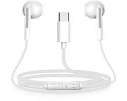 Bedrade Oordopjes - USB C aansluiting - Oortjes met draad en microfoon - Wit — afbeelding 1