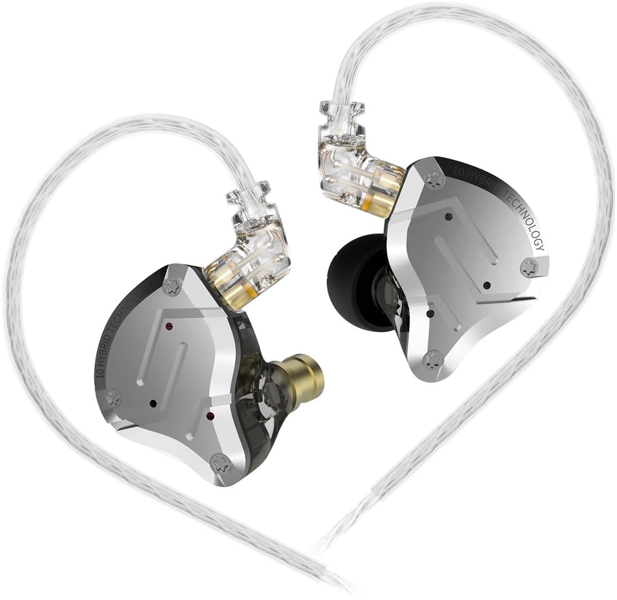 KZ ZS10 Pro - In-Ear Monitor - IEM - Met Microfoon - met HiFi Geluid - Dynamische Drivers - Metaal Design - Incl Kabel & Eartips - Zilver — afbeelding 1
