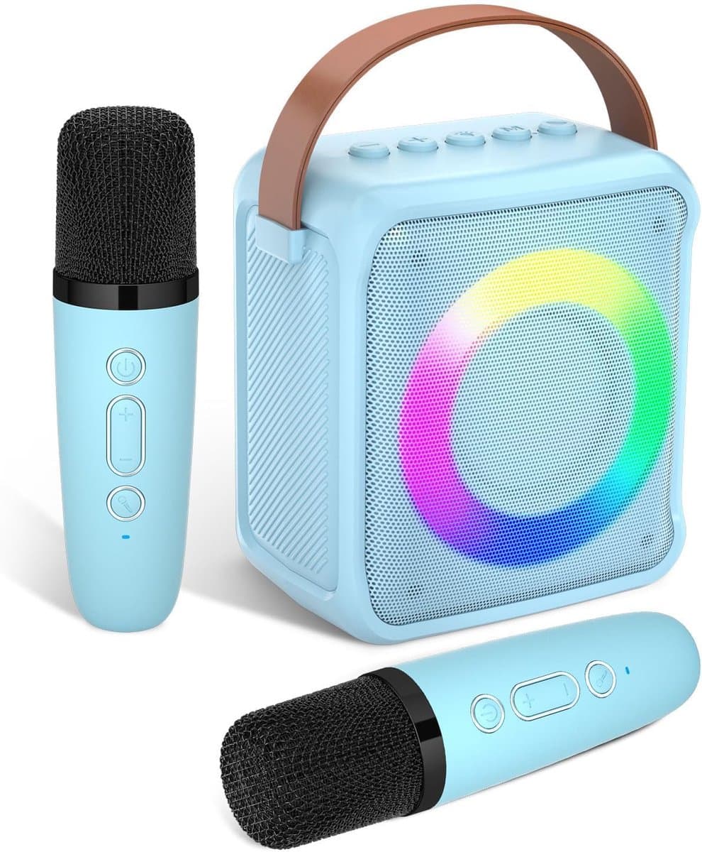 Sounix Draagbare Karaoke set - Incl. 2 draadloze karaoke microfoons - Bluetooth Speaker - Voor Volwassenen en Kinderen - Blauw — afbeelding 1