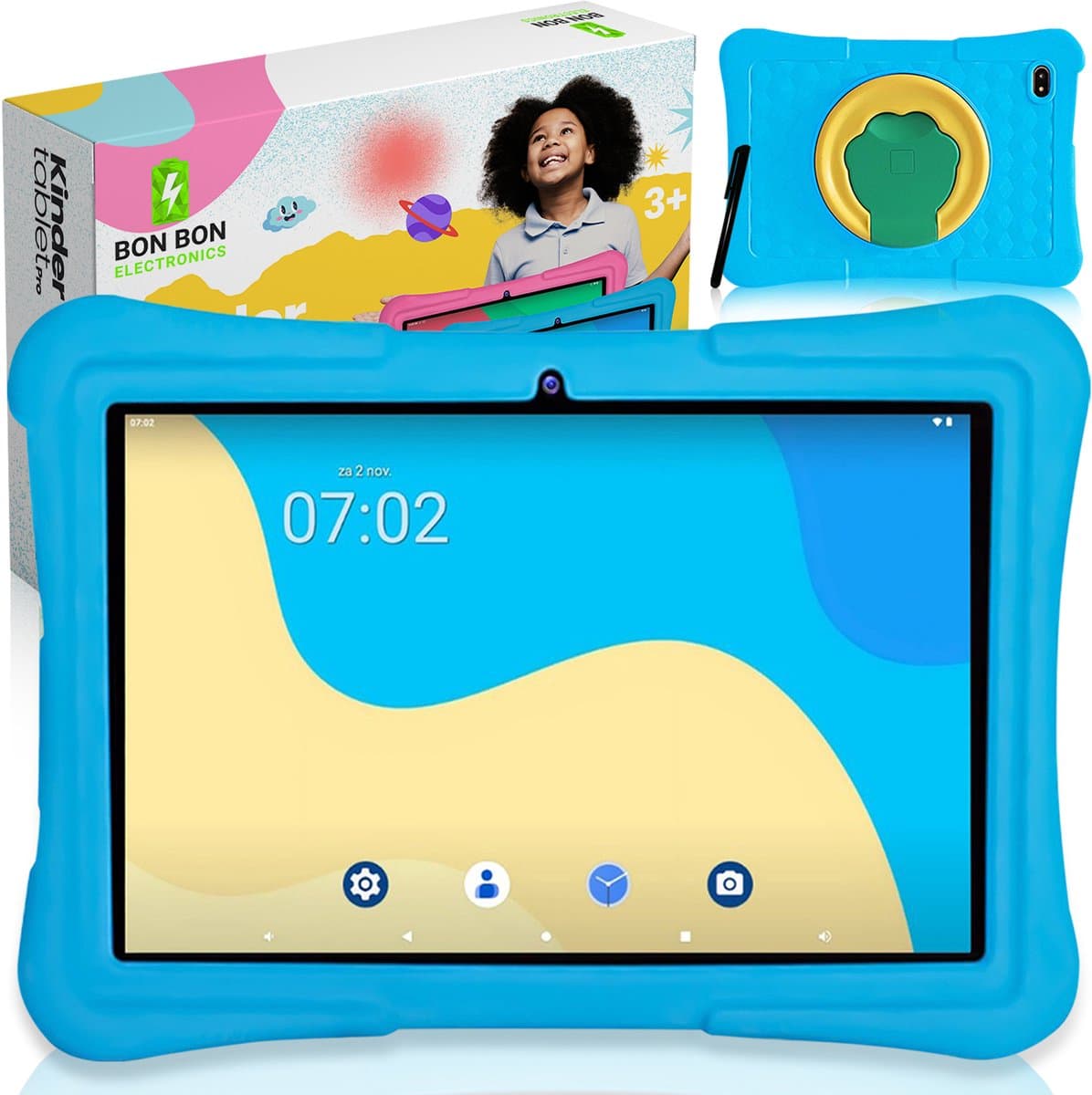 Bon Bon Electronics® 10.1 Inch Kindertablet Pro - Vanaf 3 Jaar – Tablet – Android 13 – 8-Core Processor – 128GB – 4GB RAM - 5000 mAh – Ouderlijk Toezicht – Compleet Pakket – Blauw — afbeelding 1