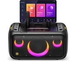 Ikarao Karaoke set voor Volwassenen - Break X1 - 2 Draadloze Microfoons - 800W - Gratis Karaoke App 6 maanden - HD scherm - Zwart