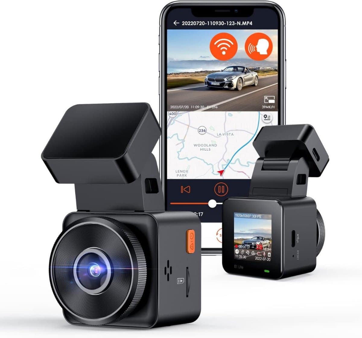 Dashcam - Daschcams - Auto - Camera - Vooruit - Achteruit - Video - Autobeveiliging - Parkeerbeveiliging - Recording - Dag en Nacht - Schadepreventie — afbeelding 1