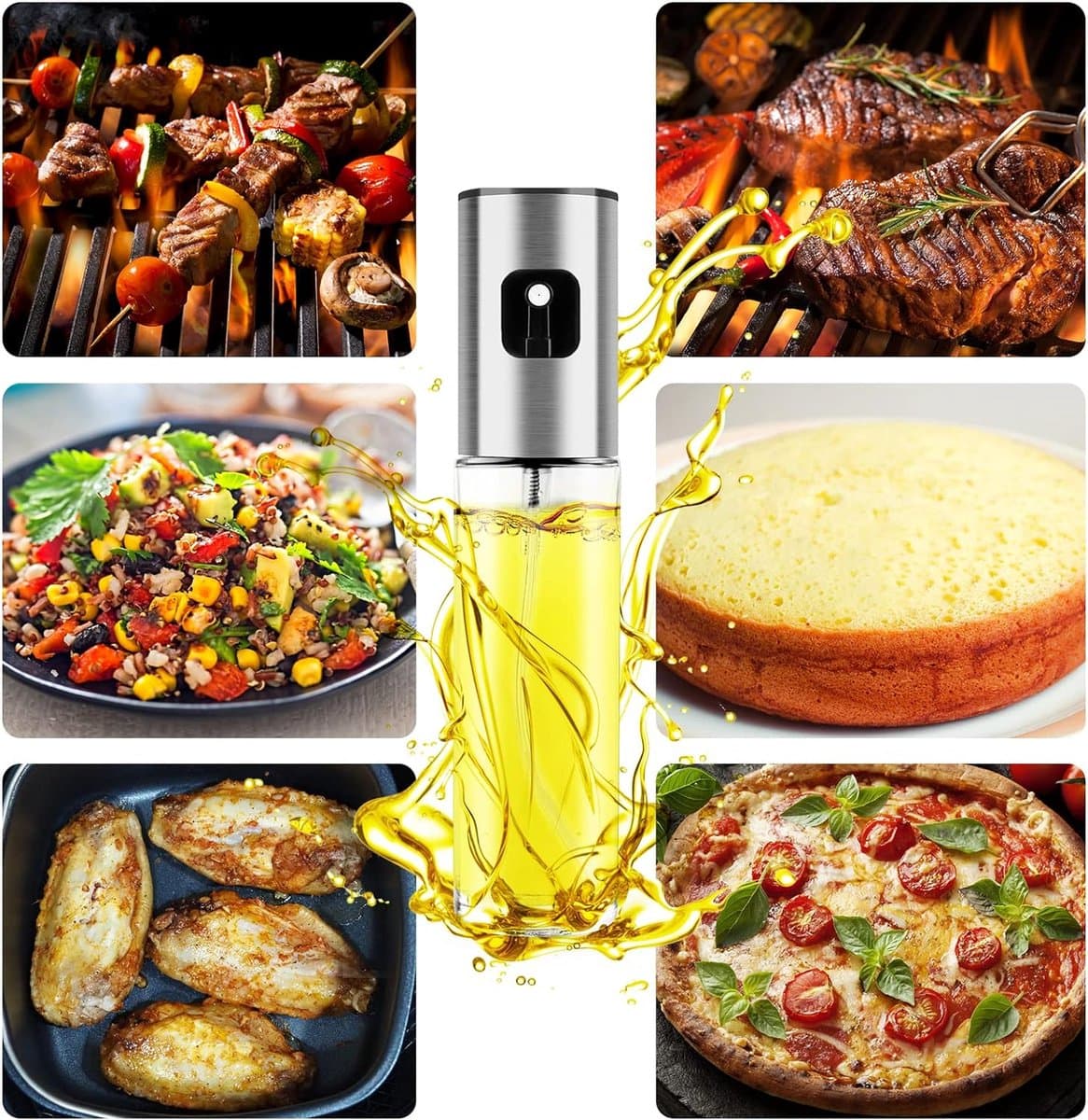 Waledano® Luxe RVS Olijfolie Sprayer 100ml – Navulbare Glazen Olie Fles | Verstuiver voor BBQ, Grill, Airfryer, Salades & Gezond Koken | Drukverneveling voor Perfecte Dosering — afbeelding 1