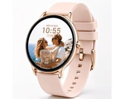 Smartwatch Dames - Bluetooth Bellen - 1.43'' AMOLED Ultra Clear Display - Ultradun Design - Hartslag, Slaap & SpO2 Monitor - Geschikt voor iPhone, Samsung & Android - 100+ Sportmodi - IP65 Spatwaterdicht – 2 Bandjes