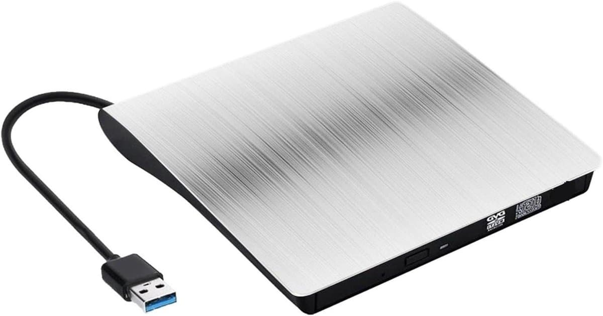 Externe DVD Speler - USB DVD Drive - Films Kijken - Snelle Gegevensoverdracht - Slim - Zilver — afbeelding 1