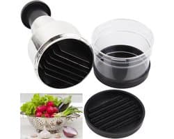 Handmatige Hakmolen - RVS - Ui en Knoflook Snijder - Hakker met Drukknop - RVS Groentesnijder - Keukenhulp voor Uien, Groenten & Kruiden - Vaatwasserbestendig - Handmatige Food Processor - Zilver/Zwart