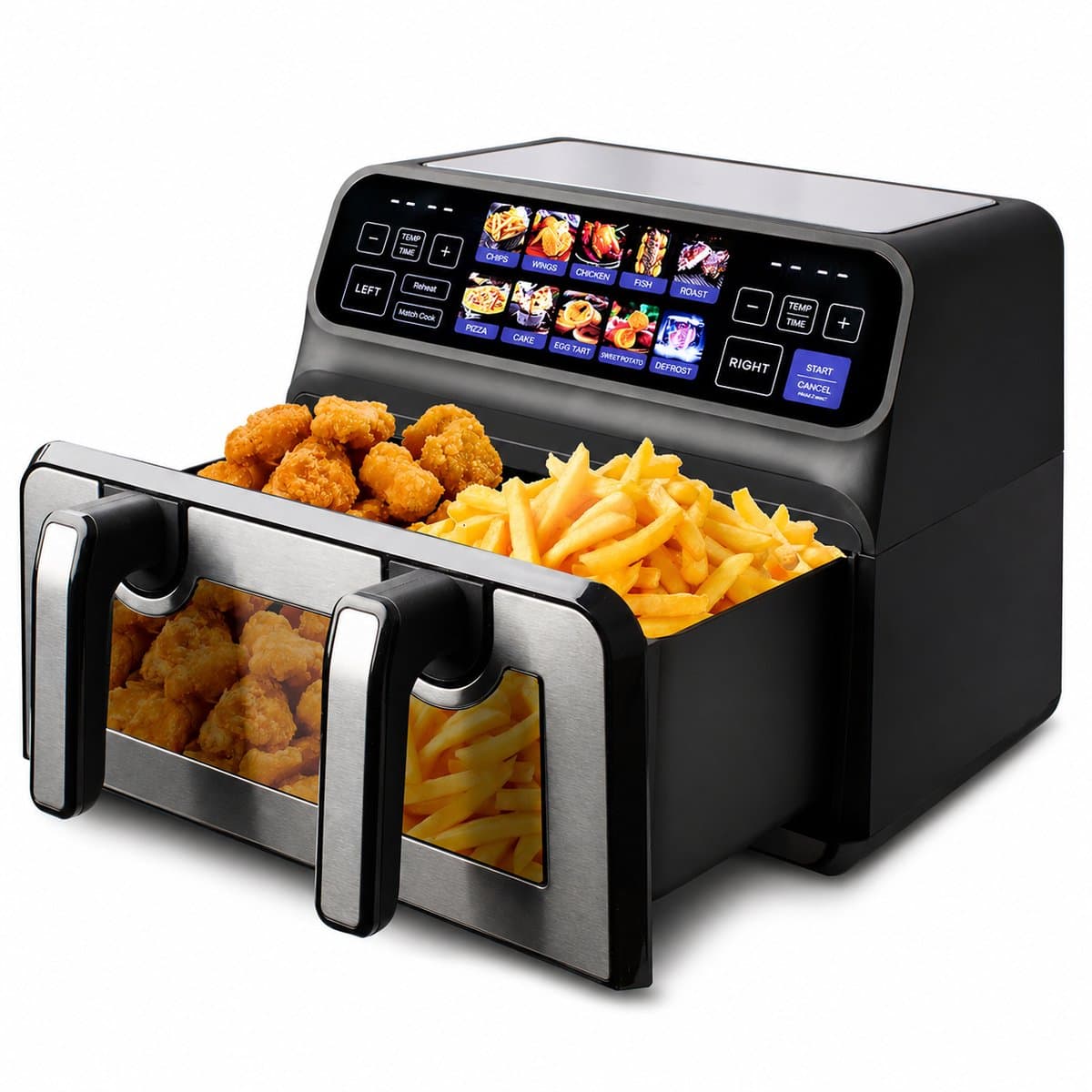 Jensaro Airfryer Dubbele Mand 9L XXL - 2200W Heteluchtfriteuse - 2x4,5L - LED Touchscreen - 10 Programma’s - Olievrij Frituren — afbeelding 1