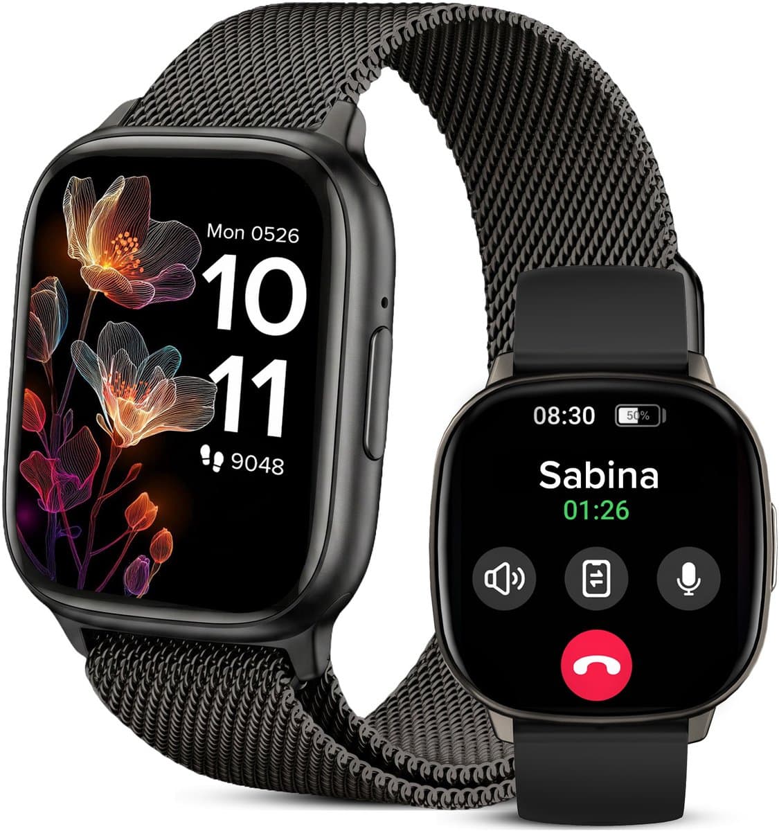 Avalue Smartwatch Dames & Heren - 1,8" AMOLED - Bluetooth Bellen - Hartslag & Bloedzuurstof - Slaaptracker - - Meerdere Sportmodi - Geschikt voor Android en iOS - Zwart — afbeelding 1