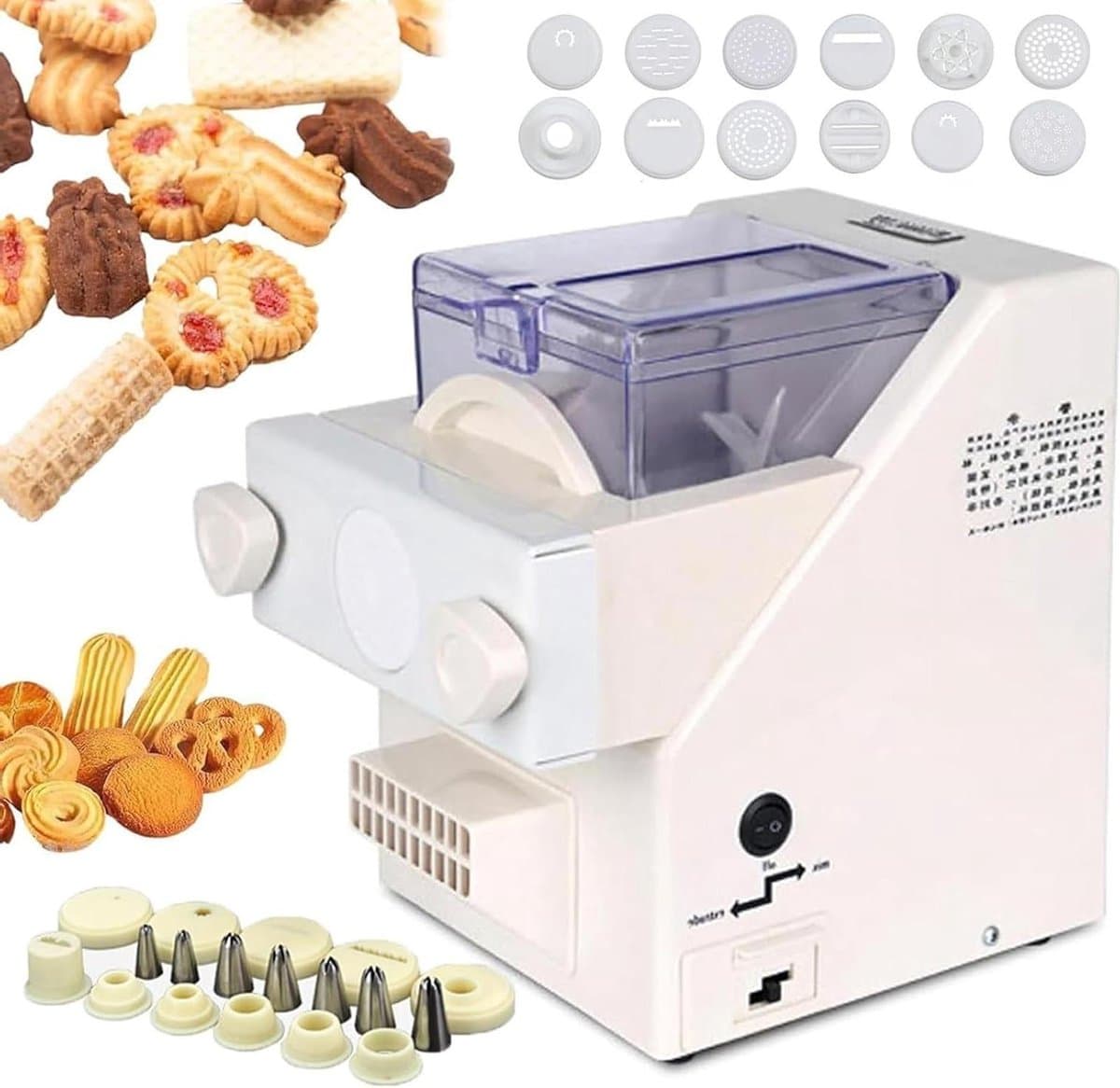 Koekjesmaker Machine - Bakvorm - Zelf Koekjes Maken - 8 Spuitmondjes Inbegrepen - 34.5 cm - Wit — afbeelding 1