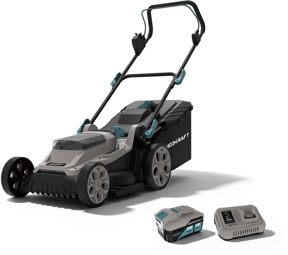 Neokraft - 40V Accu grasmaaier - 38cm maaibreedte - 6 instelbare maaihoogtes - Incl 40L opvangzak - Incl. 40V 4,0Ah accu & lader — afbeelding 1