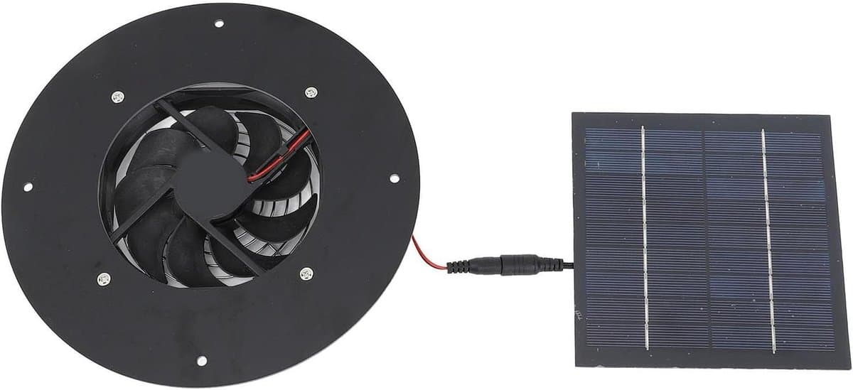 Zonneventilator - Draagbare Ventilator - Lucht Circulatie - Stille Werking - 10W Vermogen - Zwart — afbeelding 1