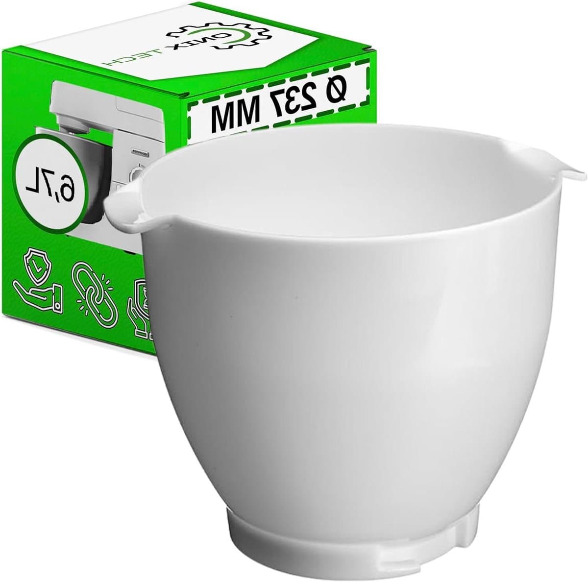 Keukenmachine Kom - Mixer Bak - Culinair Bereiden - Met Handvat - 67 Liter - Zilverkleurig — afbeelding 1