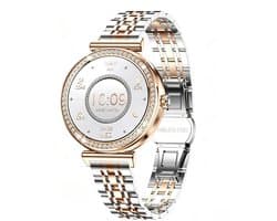 Knobbout Luxe Dames Smartwatch 1.27” met Kristallen – Bluetooth Bellen – HD Touchscreen – Hartslag, Bloeddruk & SpO₂ Monitoring – Vrouwelijke Gezondheidsfuncties – AI spraakassistent– IP68 Waterdicht – Tweekleurige stalen band
