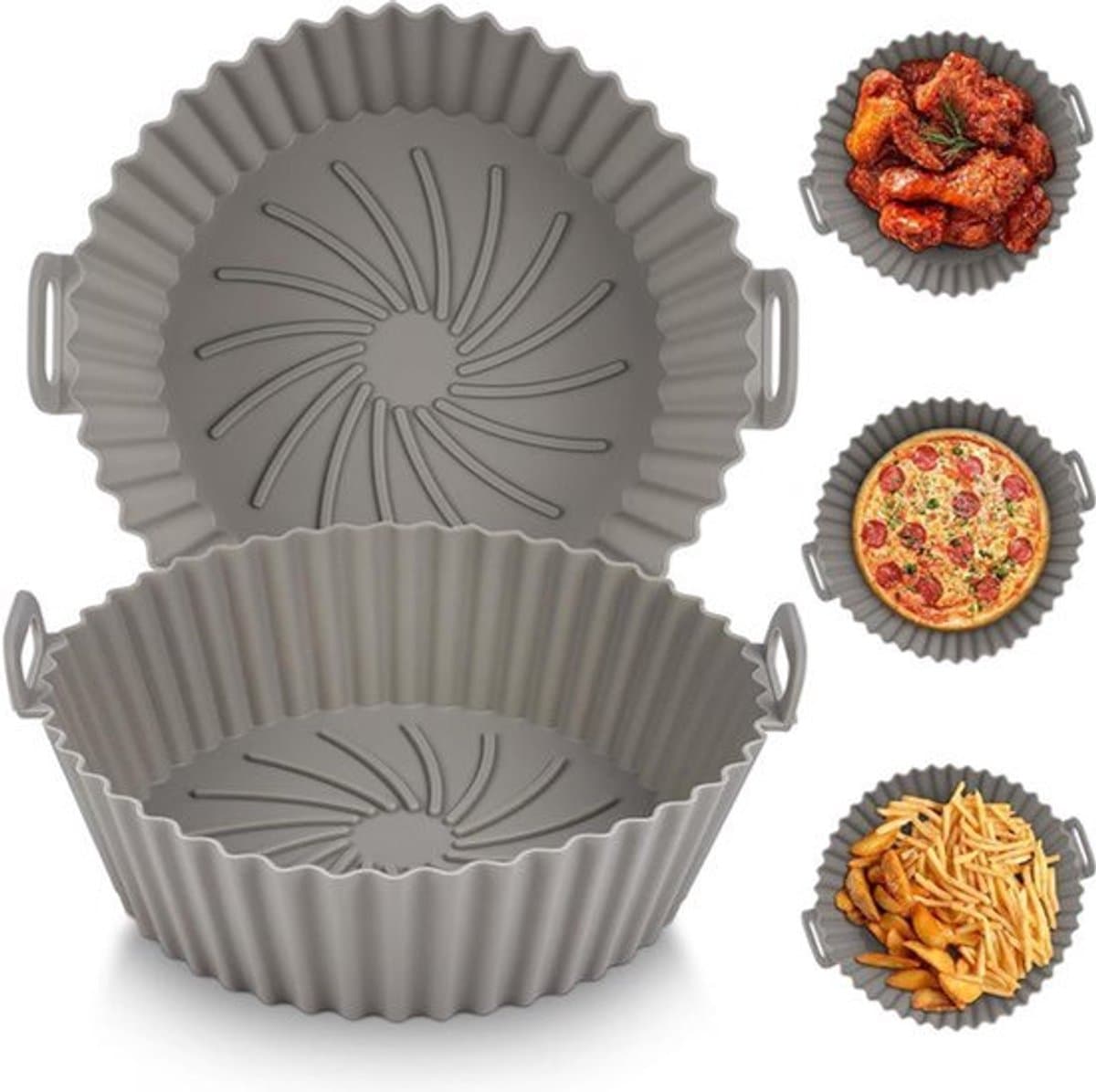 Siliconen Airfryer pot 2 stuks 165 cm herbruikbaar hittebestendig non-stick accessoire - voor luchtfriteuse . — afbeelding 1