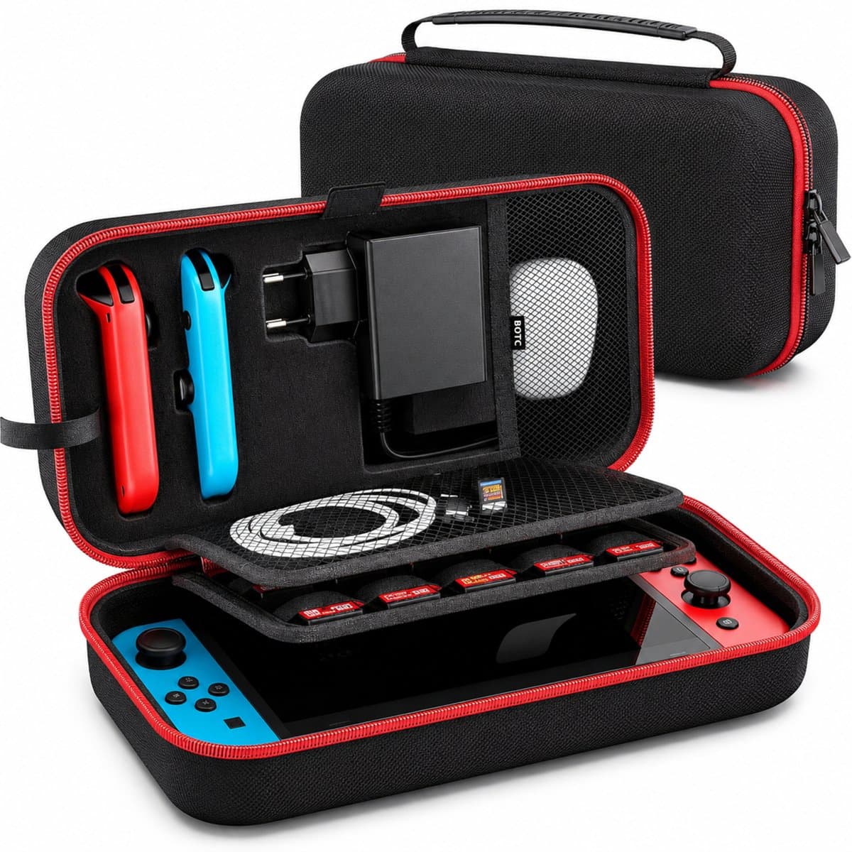 BOTC Case Geschikt voor Nintendo Switch - Beschermhoes - Opbergtas - Portal case - opbergcase - Draagbare Opbergtas Koffer - Zwart — afbeelding 1