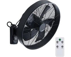 Evolar Wandventilator met Afstandsbediening - 50W - Muurventilator - Automatische Oscillatie - 3 Snelheden - Timer - Zwart - EVO-WF50B
