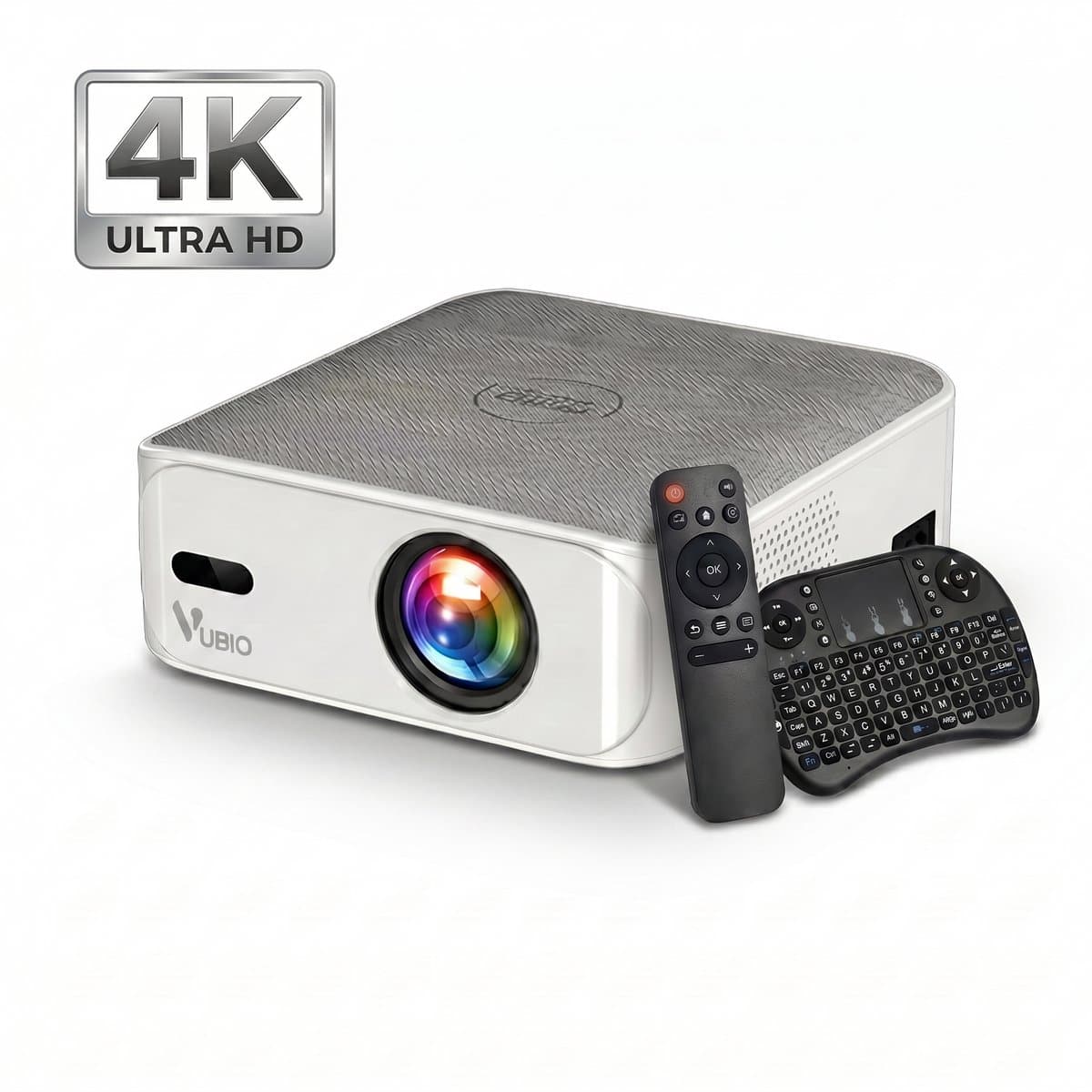 VUBIO Vortex Mini Beamer 4K | ANDROID | WIFI | AI Color Engine | 19200 Lumen | Max 300" | 3D Ready | Automatische Keystone | 2 Ingebouwde Speakers | LED Mini Projector — afbeelding 1