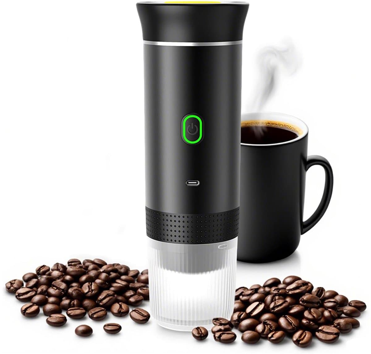 Draagbaar Koffiezetapparaat - Draadloos voor in de Auto - Espresso - Capsule Koffie - Gemalen Koffie - Cups - Oplaadbaar - Draagbare Koffiemachine - Zwart — afbeelding 1