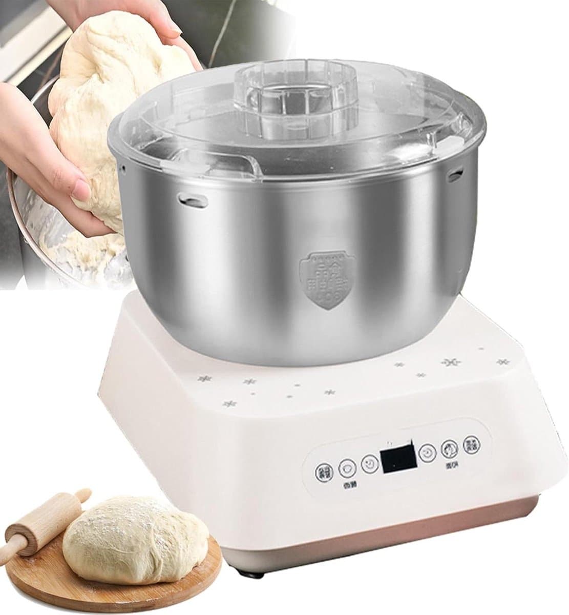 Keukenmachine Deegkneedmachine - Deegmixer Staande mixer - Zelf Bakken - Thermostatische Gisting - 5 Liter - Zilver — afbeelding 1