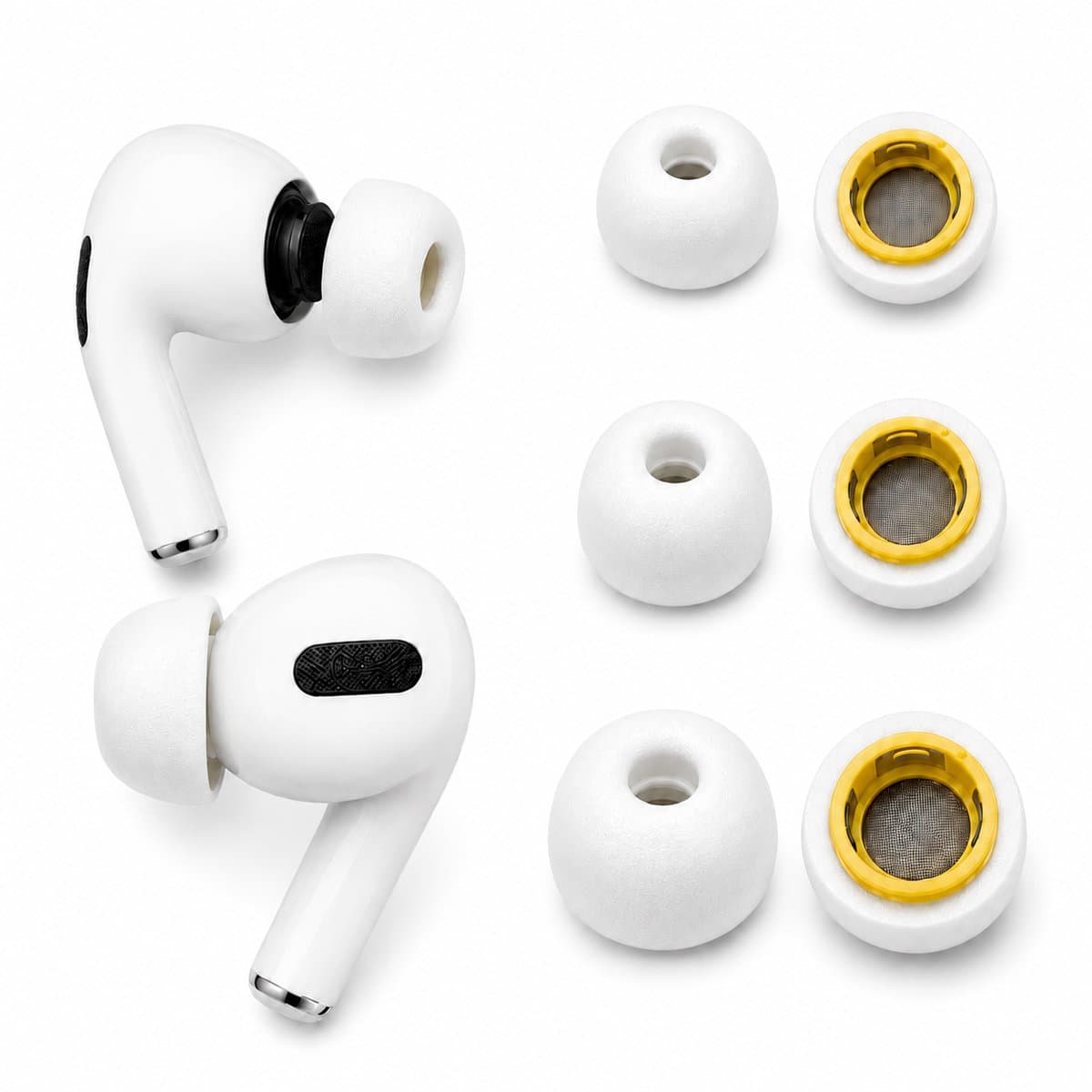 Consumerce® Memory Foam Tips Geschikt voor AirPods Pro Gen 1 & 2 - Wit - Oordopjes - Dopjes - Earphone — afbeelding 1
