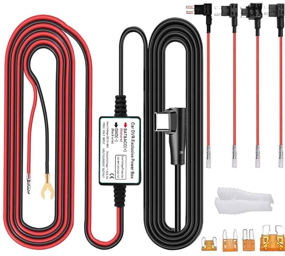 ONF3 - Dash Cam Hardwire Kit - USB Type C - Laagspanningsbeveiliging - 13ft Oplaadkabel - 24-uurs Bewaking - Auto Dash Camera - Geschikt voor Au... — afbeelding 1